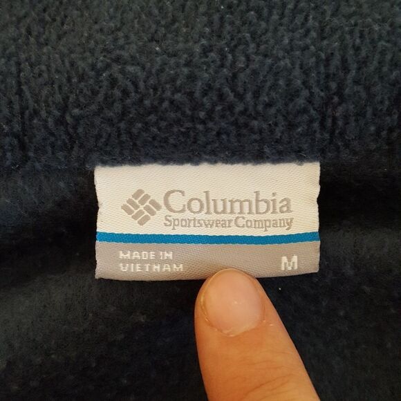 Columbia Dark Blue Zip-Up Fleece Jacket Sweatshirt Size M - Picture 3 of 5